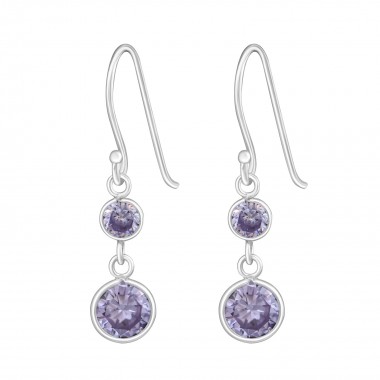 Hanging Circles - 925 Sterling Silver Earrings with CZ SD812