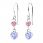 Hanging Hearts - 925 Sterling Silver Earrings with CZ SD814 Hanging Hearts - 925 Sterling Silver Earrings with CZ SD814