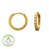 12mm Huggie Hoop Gold Plated - 925 Sterling Silver Diamond Huggie Hoops & Earrings SD51725