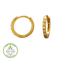 12mm Huggie Hoop Gold Plated - 925 Sterling Silver Diamond Huggie Hoops & Earrings SD51725 12mm Huggie Hoop Gold Plated - 925 Sterling Silver Diamond Huggie Hoops & Earrings SD51725