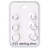 Hoops - 925 Sterling Silver Ear Hoop Sets & Jewelry on Cards SD28460