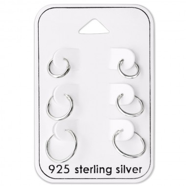 Hoops - 925 Sterling Silver Ear Hoop Sets & Jewelry on Cards SD28460