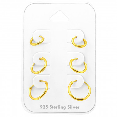 Hoops 8Mm, 10mm And 12mm - 925 Sterling Silver Ear Hoop Sets & Jewelry on Cards SD38540