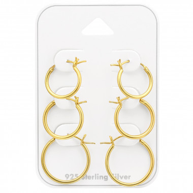 French Lock - 925 Sterling Silver Ear Hoop Sets & Jewelry on Cards SD45126