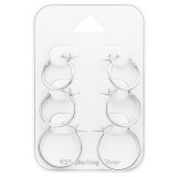 French Lock - 925 Sterling Silver Ear Hoop Sets & Jewelry on Cards SD45127