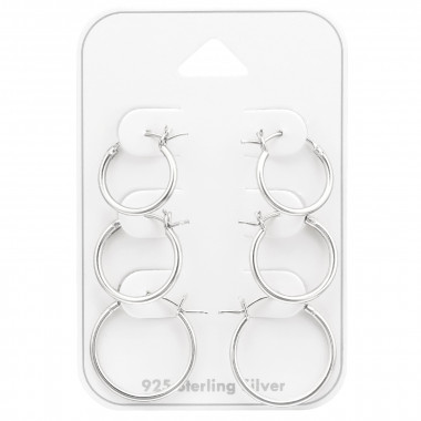 French Lock - 925 Sterling Silver Ear Hoop Sets & Jewelry on Cards SD45127