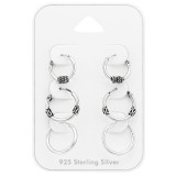 Bali Hoops - 925 Sterling Silver Ear Hoop Sets & Jewelry on Cards SD45130