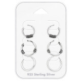 Bali Hoops - 925 Sterling Silver Ear Hoop Sets & Jewelry on Cards SD45130