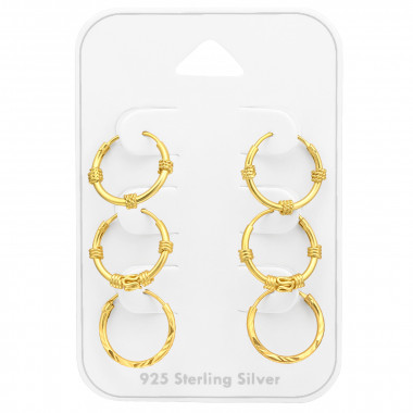 Bali Hoops - 925 Sterling Silver Ear Hoop Sets & Jewelry on Cards SD45131