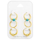 Bali Hoops - 925 Sterling Silver Ear Hoop Sets & Jewelry on Cards SD45134