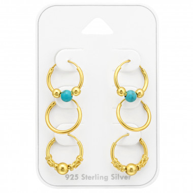 Bali Hoops - 925 Sterling Silver Ear Hoop Sets & Jewelry on Cards SD45134