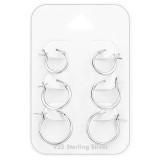 French Lock - 925 Sterling Silver Ear Hoop Sets & Jewelry on Cards SD47307