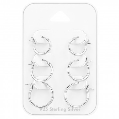 French Lock - 925 Sterling Silver Ear Hoop Sets & Jewelry on Cards SD47307