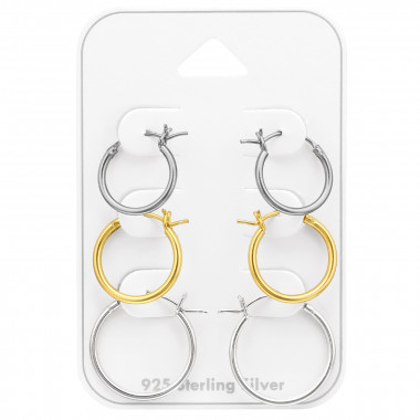 French Lock - 925 Sterling Silver Ear Hoop Sets & Jewelry on Cards SD47314