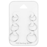 10-12-14Mm - 925 Sterling Silver Ear Hoop Sets & Jewelry on Cards SD48901