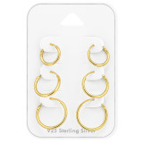 10-12-14Mm - 925 Sterling Silver Ear Hoop Sets & Jewelry on Cards SD48902