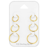 10-12-14Mm - 925 Sterling Silver Ear Hoop Sets & Jewelry on Cards SD48902
