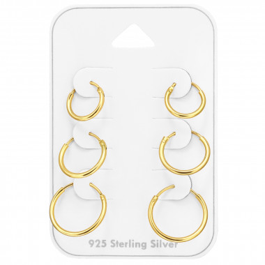 10-12-14Mm - 925 Sterling Silver Ear Hoop Sets & Jewelry on Cards SD48902