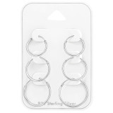 12-14-16Mm - 925 Sterling Silver Ear Hoop Sets & Jewelry on Cards SD48903