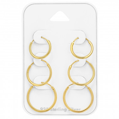 12-14-16Mm - 925 Sterling Silver Ear Hoop Sets & Jewelry on Cards SD48904