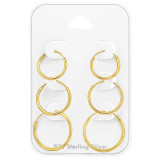 12-14-16Mm - 925 Sterling Silver Ear Hoop Sets & Jewelry on Cards SD48904