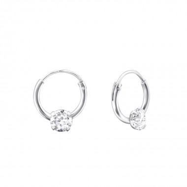 10mm Hoops with Circles - 925 Sterling Silver Hoop Earrings SD13867