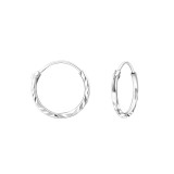 12mm bali - 925 Sterling Silver Hoop Earrings SD15040