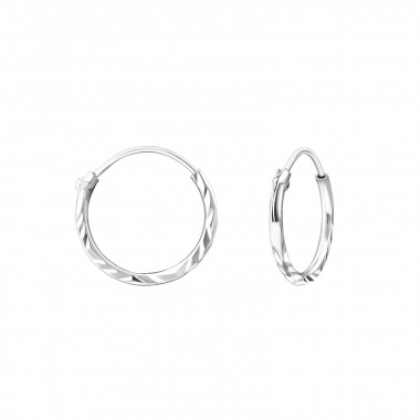 12mm bali - 925 Sterling Silver Hoop Earrings SD15040