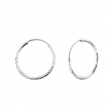 20mm notched - 925 Sterling Silver Hoop Earrings SD15041
