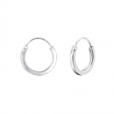 12mm square hollow - 925 Sterling Silver Hoop Earrings SD18890