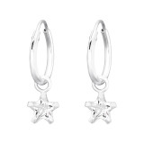 Star - 925 Sterling Silver Hoop Earrings SD20309