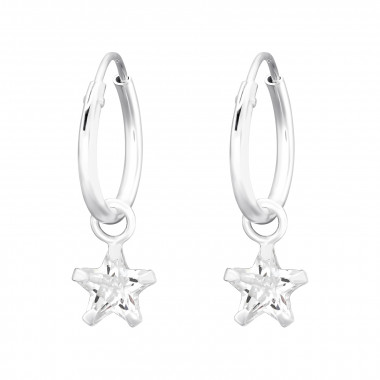 Star - 925 Sterling Silver Hoop Earrings SD20309