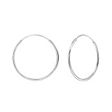 25mm Round - 925 Sterling Silver Hoop Earrings SD20583