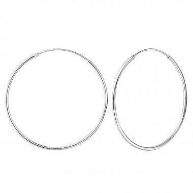 35mm Round - 925 Sterling Silver Hoop Earrings SD20584