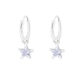 12mm Star - 925 Sterling Silver Hoop Earrings SD21936