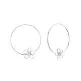 24mm Flower - 925 Sterling Silver Hoop Earrings SD22299