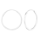 30mm Round - 925 Sterling Silver Hoop Earrings SD22681