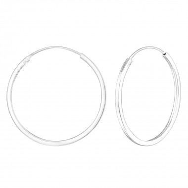 30mm Round - 925 Sterling Silver Hoop Earrings SD22681