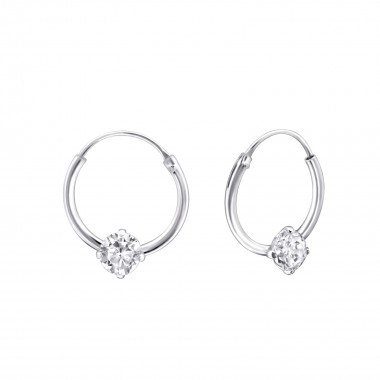 12mm Round - 925 Sterling Silver Hoop Earrings SD23463