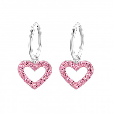 Heart - 925 Sterling Silver Hoop Earrings SD24991