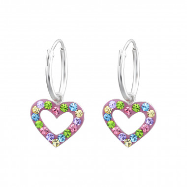 Heart - 925 Sterling Silver Hoop Earrings SD24993