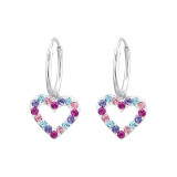 Heart - 925 Sterling Silver Hoop Earrings SD24994