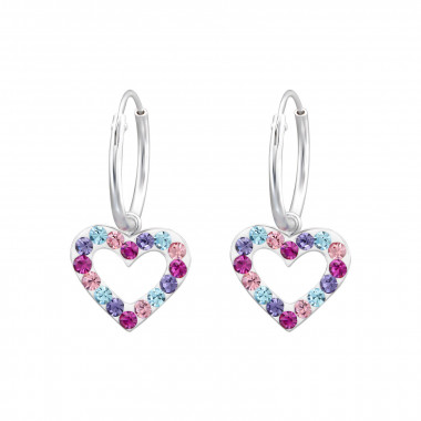 Heart - 925 Sterling Silver Hoop Earrings SD24994