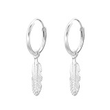 Feather - 925 Sterling Silver Hoop Earrings SD29597