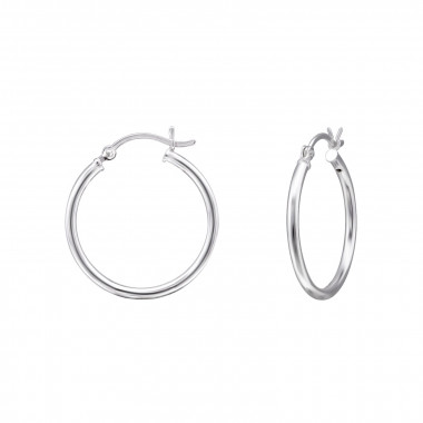 French Lock 25Mm - 925 Sterling Silver Hoop Earrings SD30333
