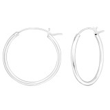 French Lock 30Mm - 925 Sterling Silver Hoop Earrings SD30336