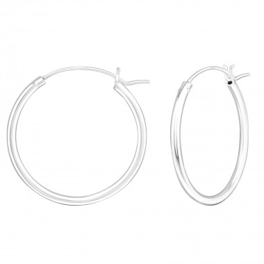 French Lock 30Mm - 925 Sterling Silver Hoop Earrings SD30336