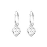Drop Heart - 925 Sterling Silver Hoop Earrings SD31083