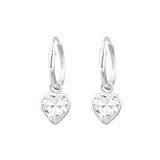 Drop Heart - 925 Sterling Silver Hoop Earrings SD31083