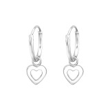 Heart - 925 Sterling Silver Hoop Earrings SD31266
